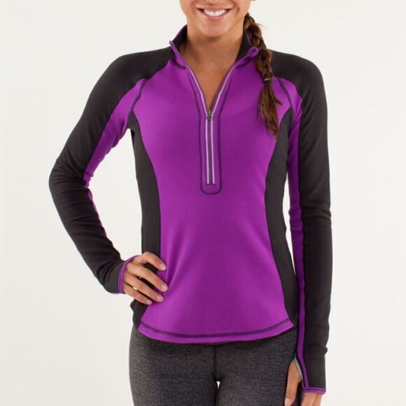lululemon athletica Tops - Lululemon Run U-Turn Pullover Violet/Black XS